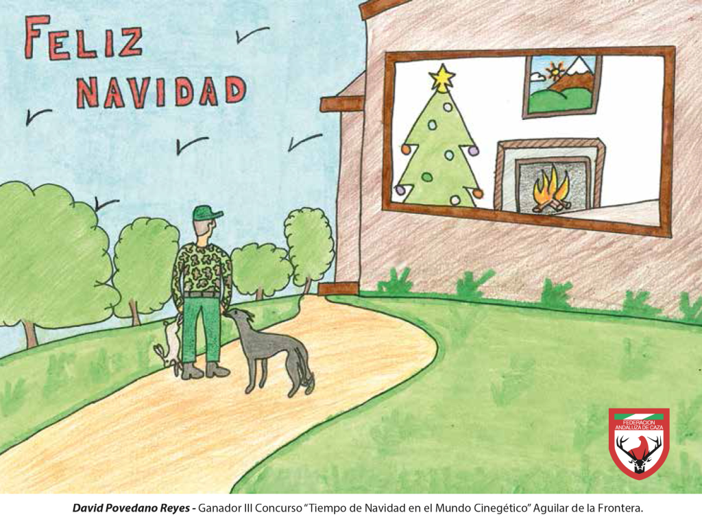 Dibujo ganador del tercer concurso de tiempo de navidad en el Mundo Cinegetico organizado por la Federacion Andaluza de caza FAC y el ganador a sido David Povedano Reyes